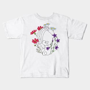 Flowered Woman Head Kids T-Shirt